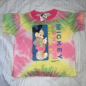 Vtg 90s The Walt Disney‎ Company Tie Dye Mickey Mouse 5/6 Kids Shirt